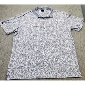 Greg Norman ML75 Golf Performance Polo Shirt Mens XXL Multi Floral Stretch Slit